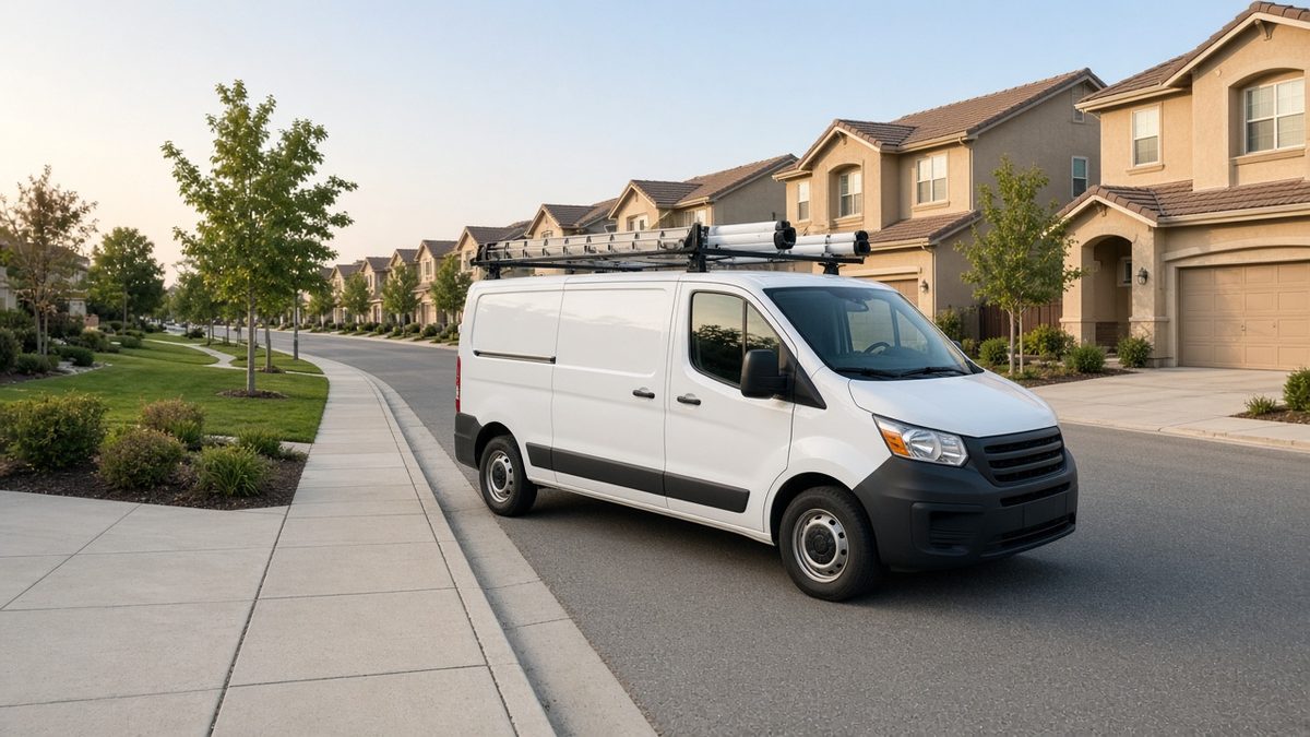 Aliso Viejo Plumbing Pros van on a residential street in Aliso Viejo